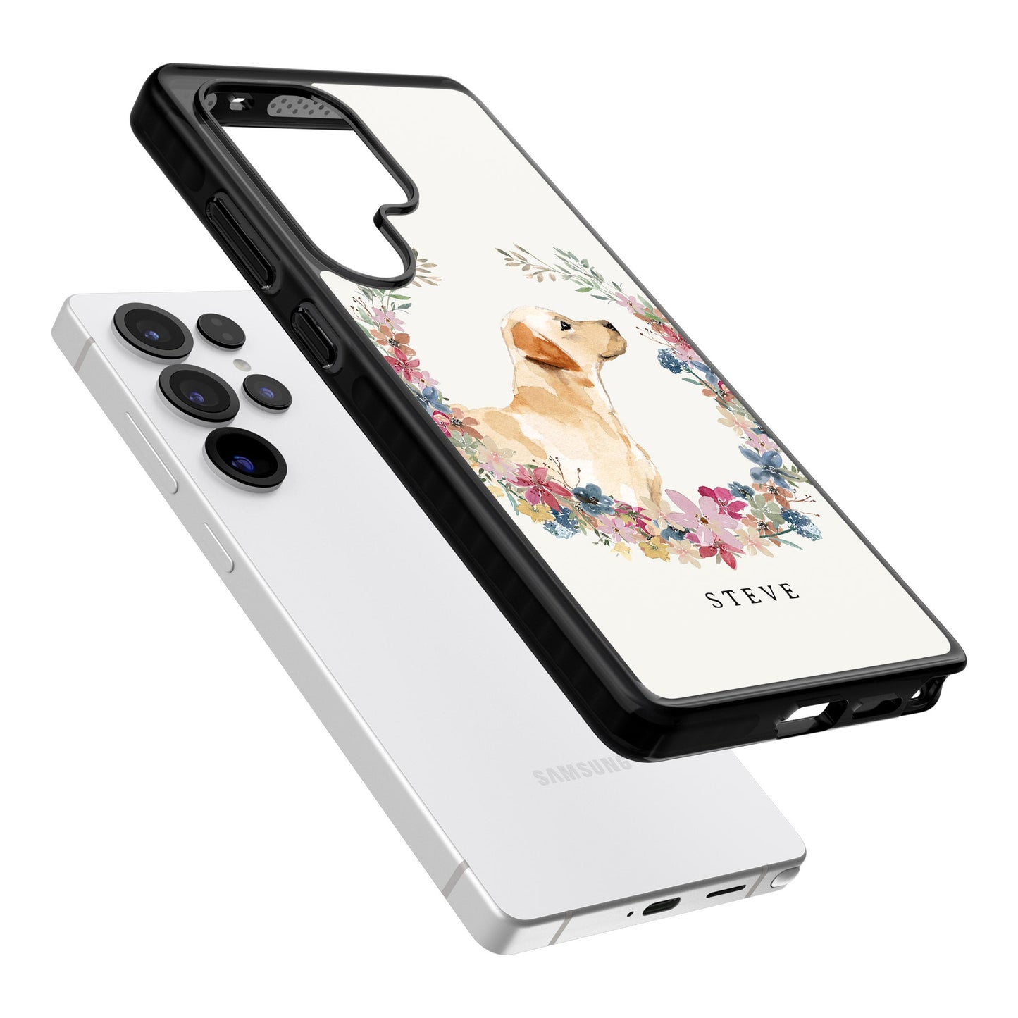 Personalised Yellow Labrador Floral Portrait