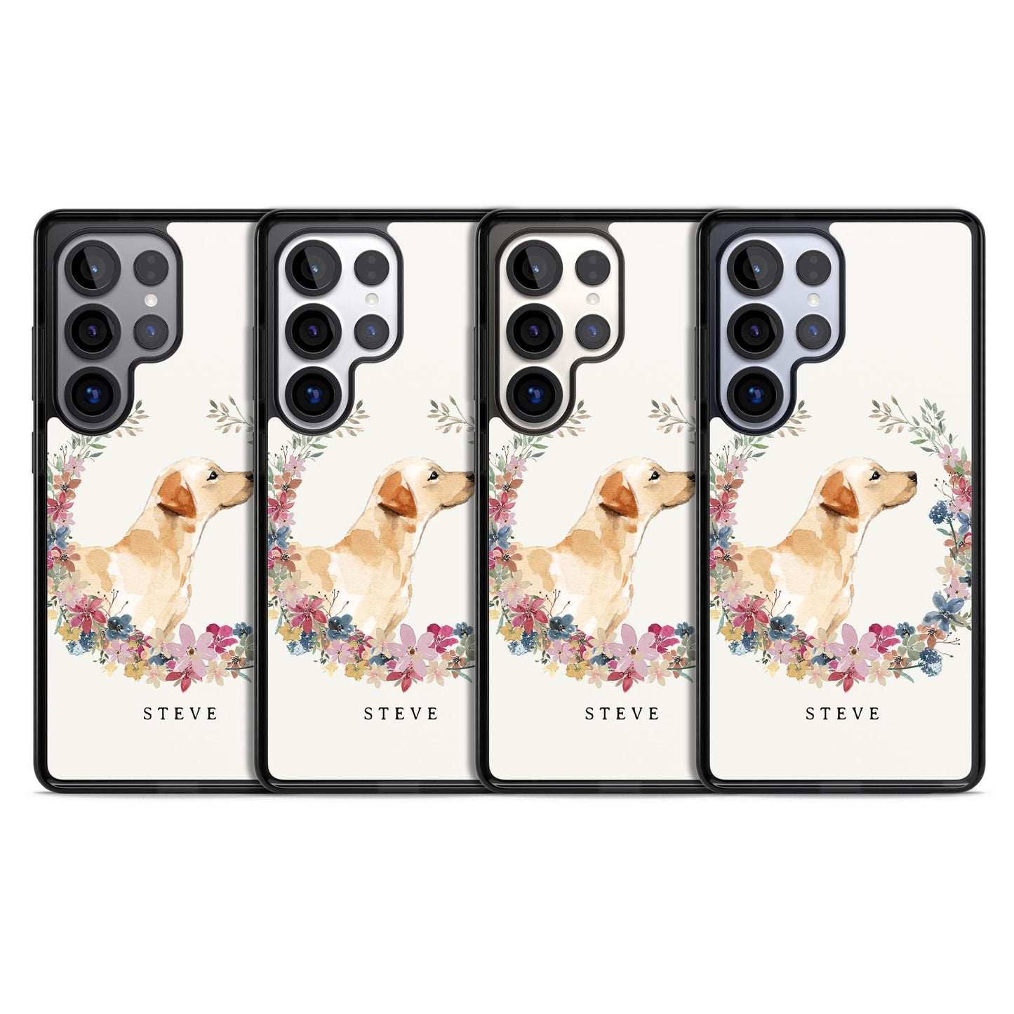 Personalised Yellow Labrador Floral Portrait