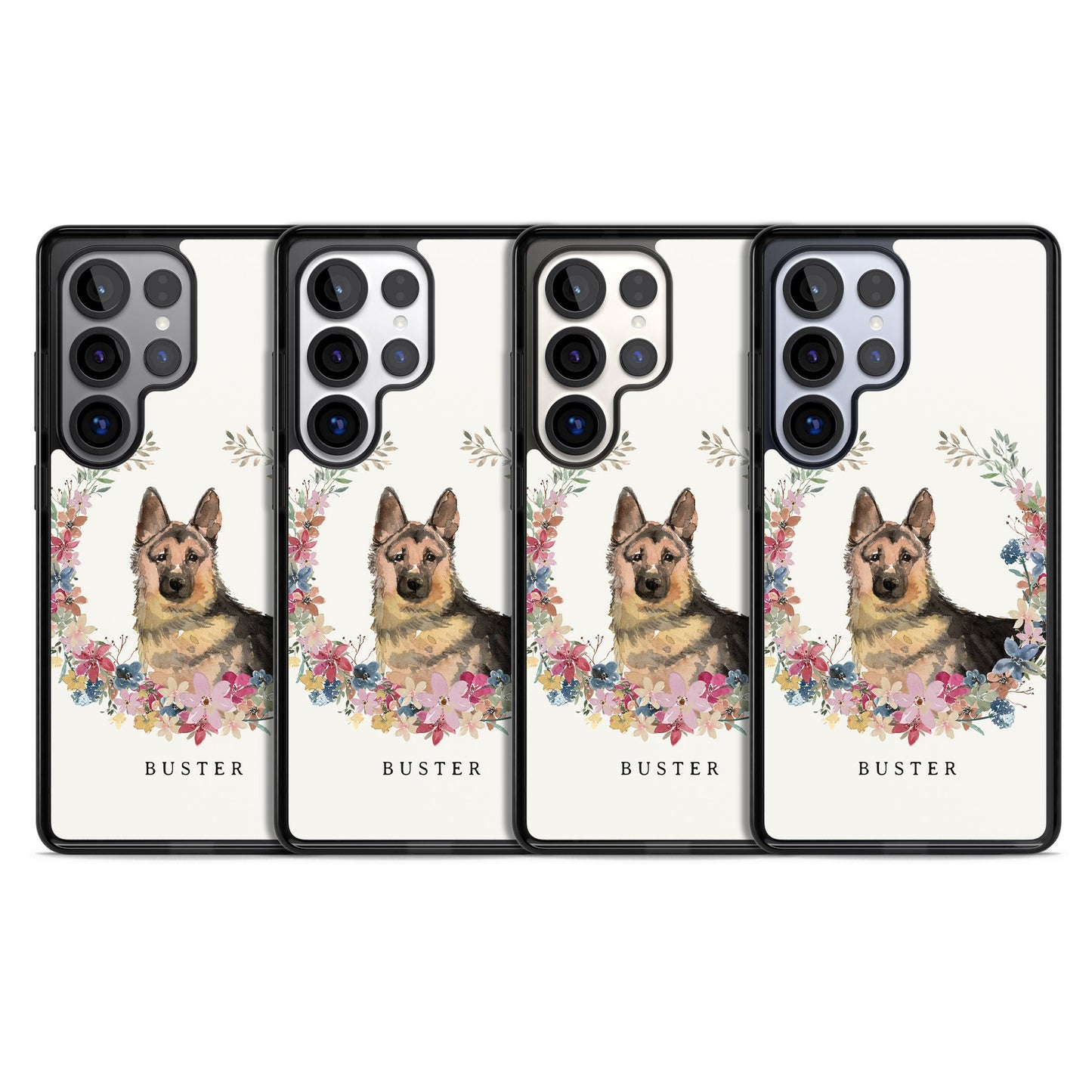 Personalised German Shepherd Floral Portrait