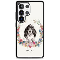 Personalisiertes Blumenporträt eines schwarzen Cocker Spaniels