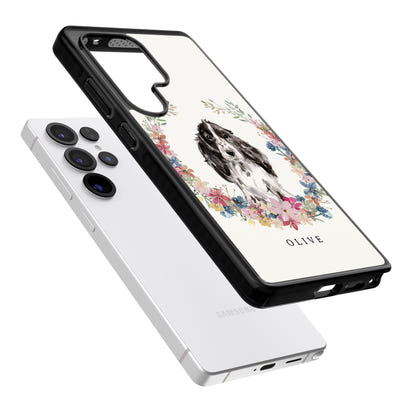 Personalisiertes Blumenporträt eines schwarzen Cocker Spaniels