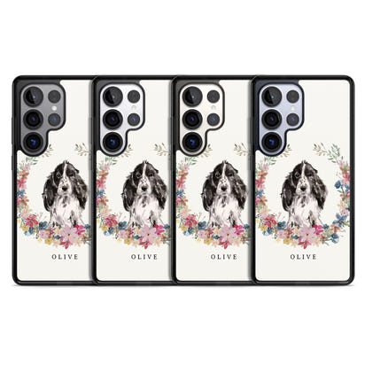 Personalisiertes Blumenporträt eines schwarzen Cocker Spaniels