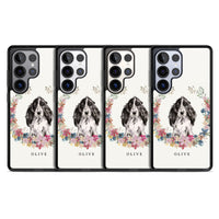 Personalisiertes Blumenporträt eines schwarzen Cocker Spaniels