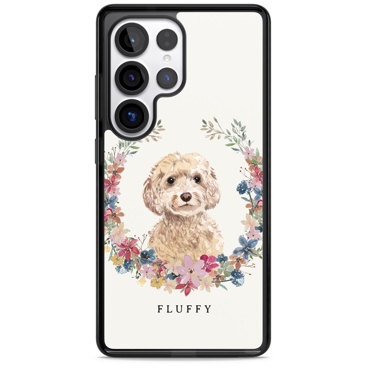 Personalised Champagne Cockapoo Floral Portrait
