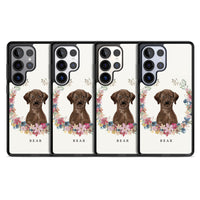 Personalised Chocolate Labrador Floral Portrait