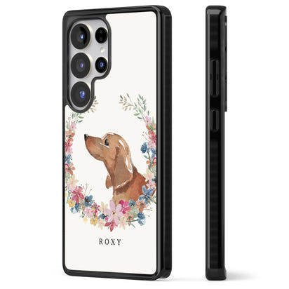 Personalised Tan Dachshund Floral Portrait