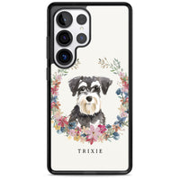 Personalised Watercolor Schnauzer Floral Portrait