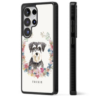 Personalised Watercolor Schnauzer Floral Portrait