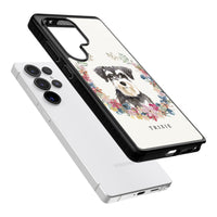 Personalised Watercolor Schnauzer Floral Portrait