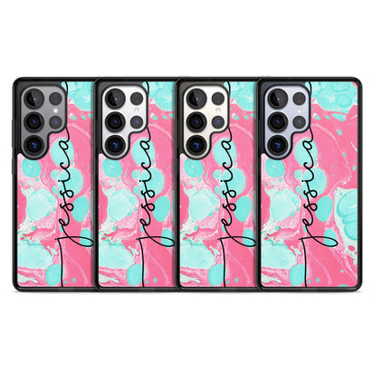 Personalised Turquoise & Pink Marbled