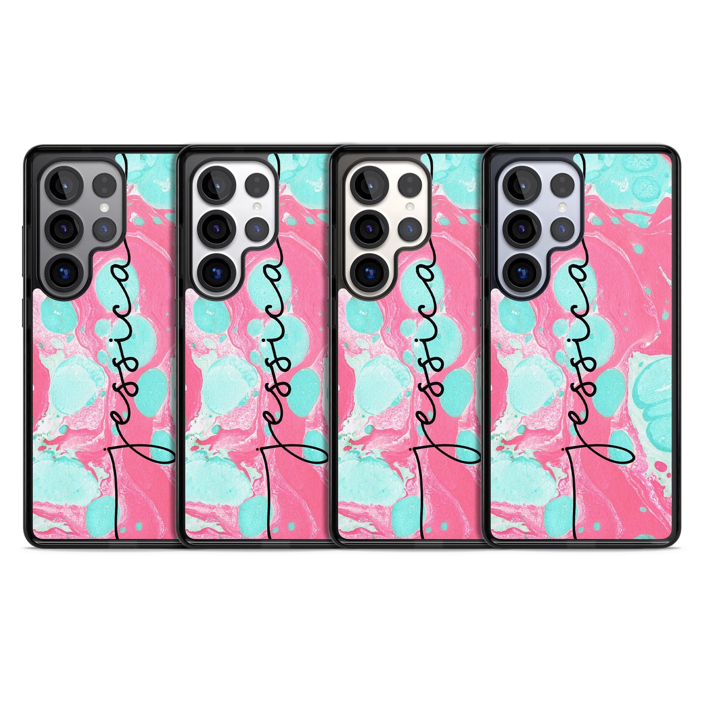 Personalised Turquoise & Pink Marbled