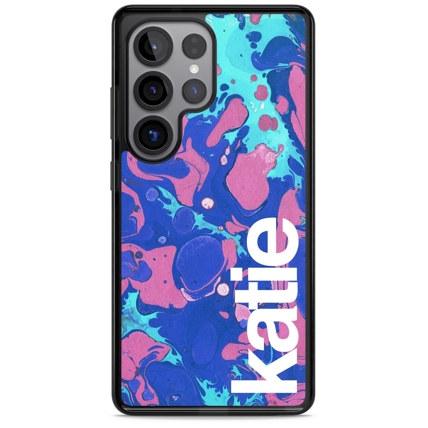 Personalisiertes marineblau-türkisfarbenes Marmor-Design