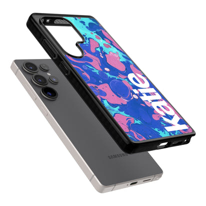 Personalisiertes marineblau-türkisfarbenes Marmor-Design