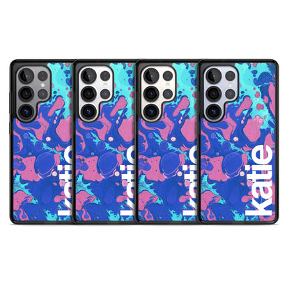 Personalisiertes marineblau-türkisfarbenes Marmor-Design