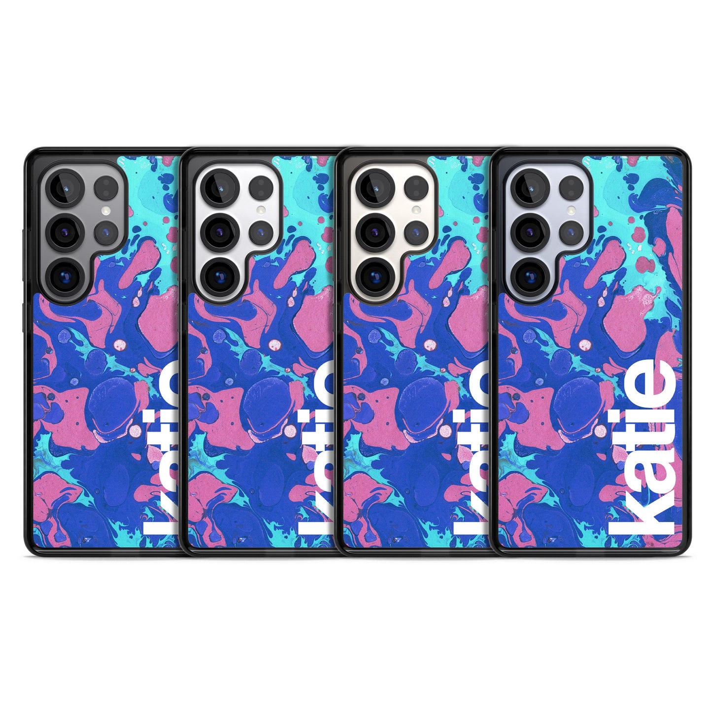 Personalisiertes marineblau-türkisfarbenes Marmor-Design