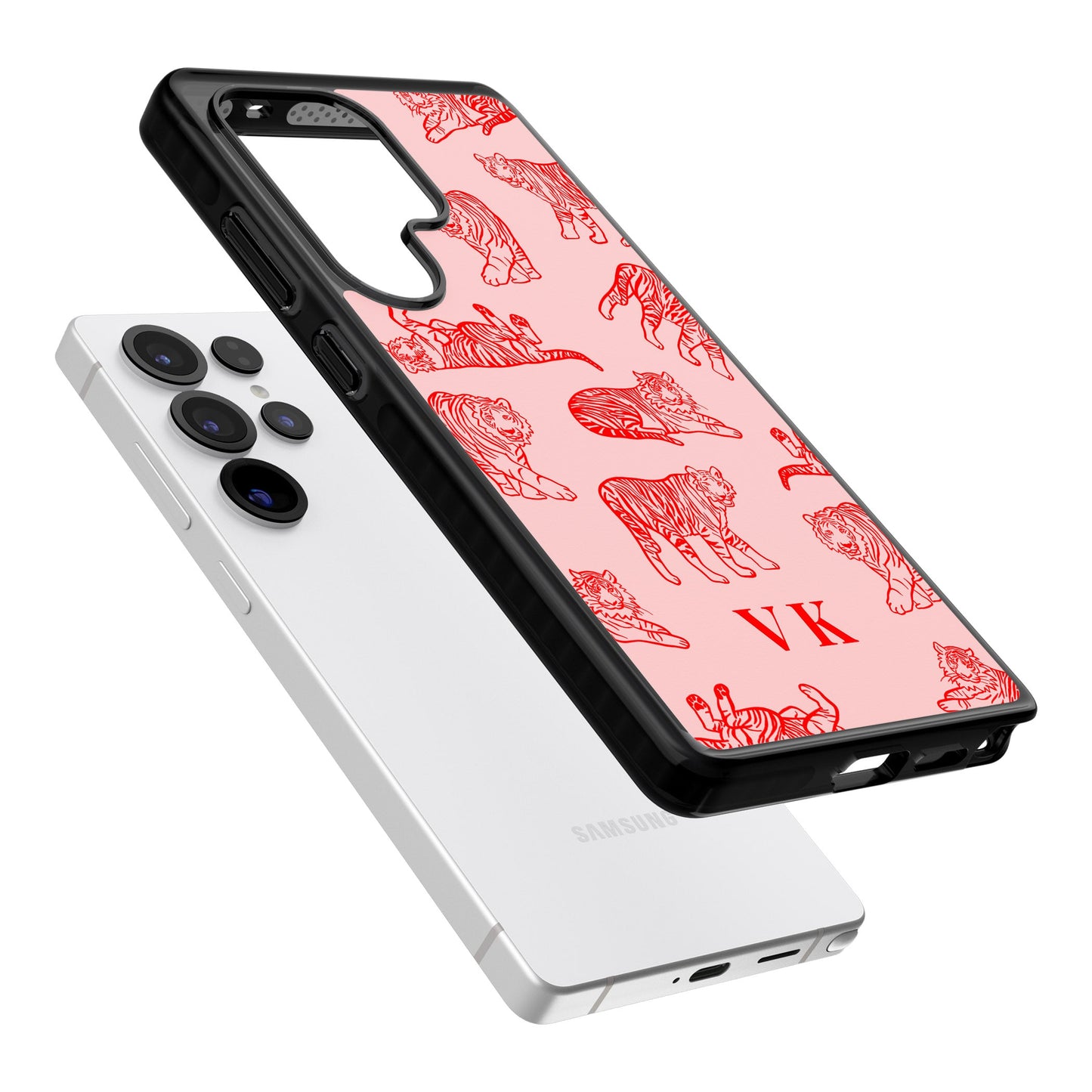 Personalised Red Tiger Outlines On Pink