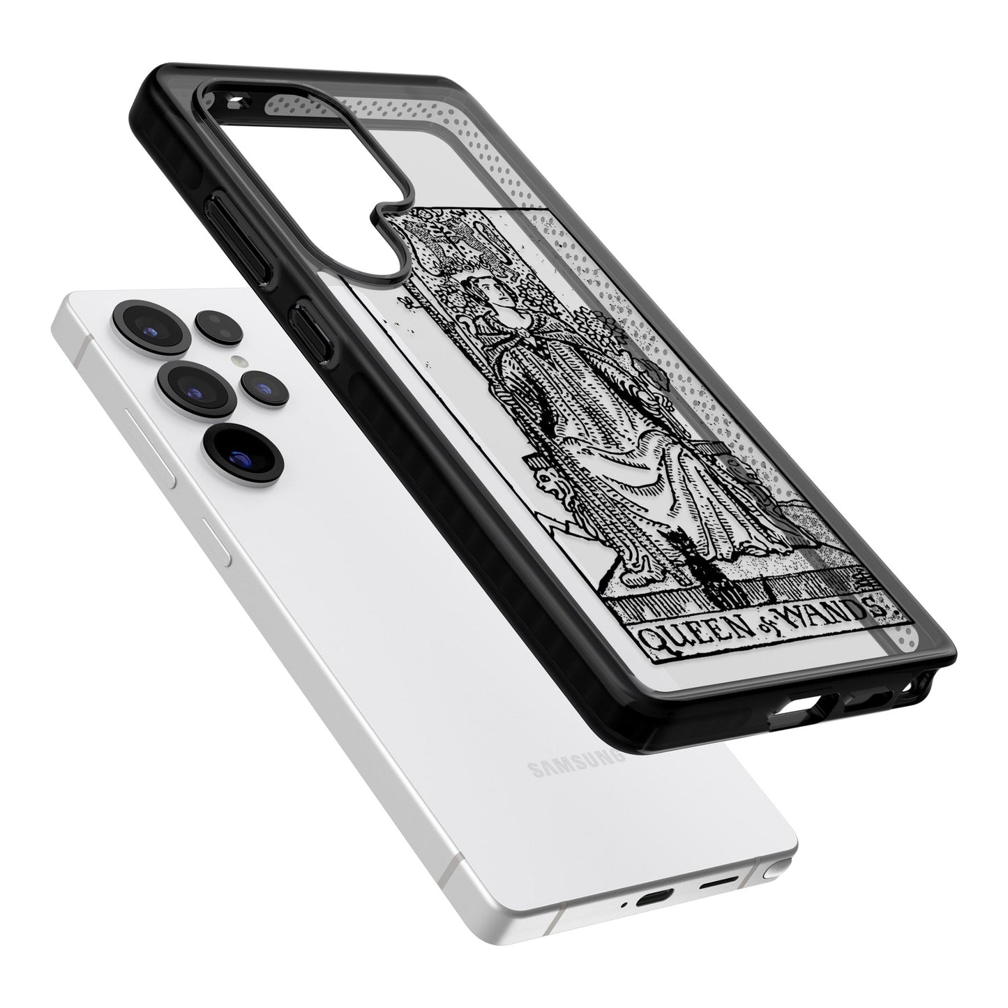 Personalisierte Tarotkarte „Königin der Stäbe“ (transparent)