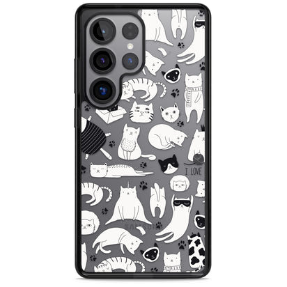 Cartoon Cat Collage Black & White