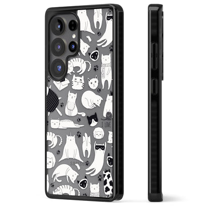 Cartoon Cat Collage Black & White