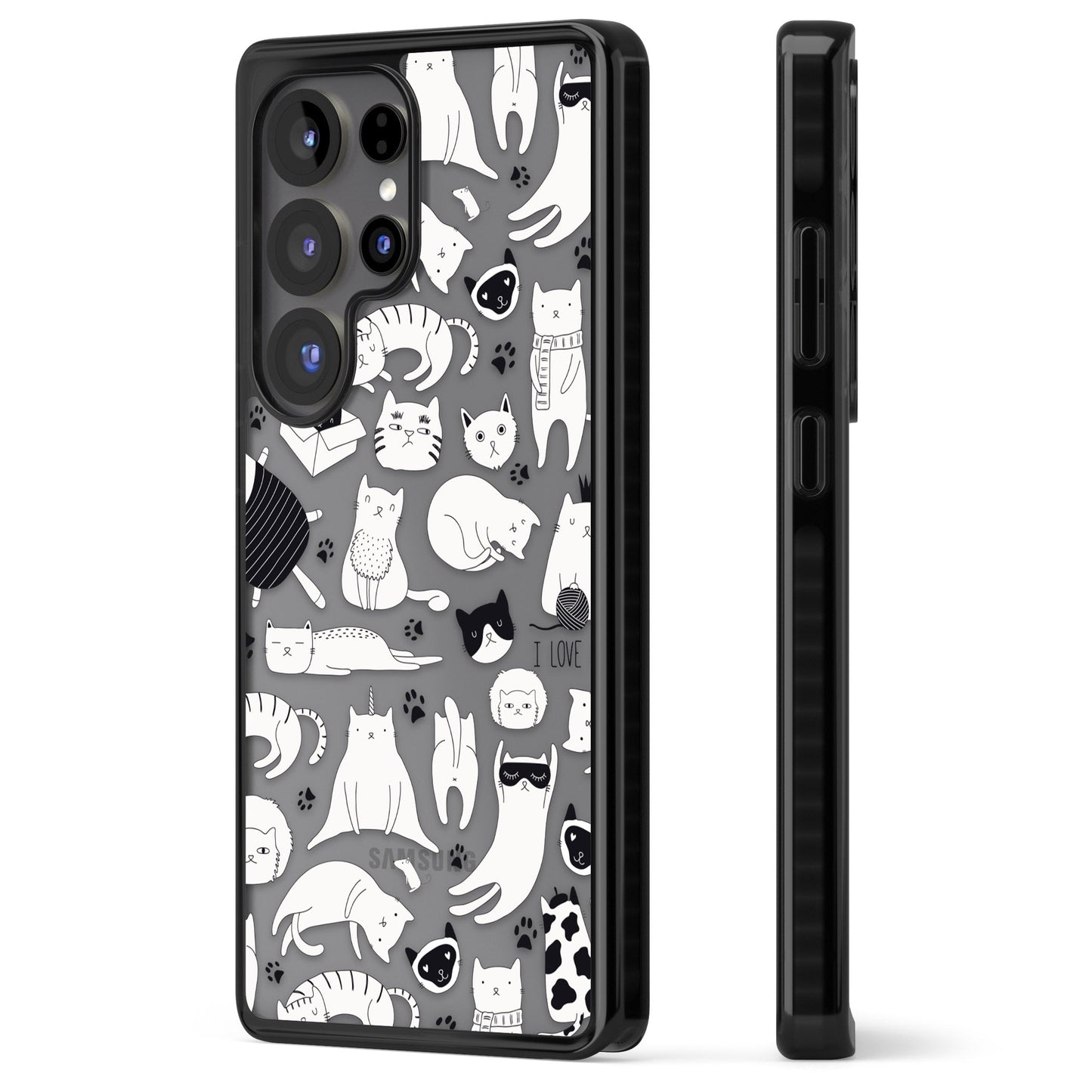 Cartoon Cat Collage Black & White