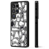 Cartoon Cat Collage Black & White