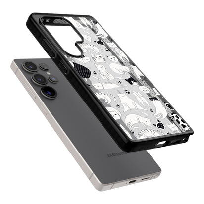 Cartoon Cat Collage Black & White