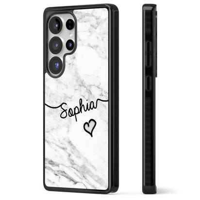 Personalised White Marble Heart