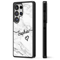 Personalised White Marble Heart