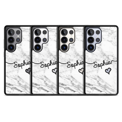 Personalised White Marble Heart