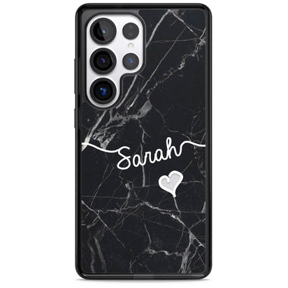 Personalised Black Marble Heart