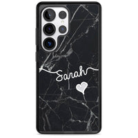 Personalised Black Marble Heart