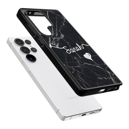 Personalised Black Marble Heart