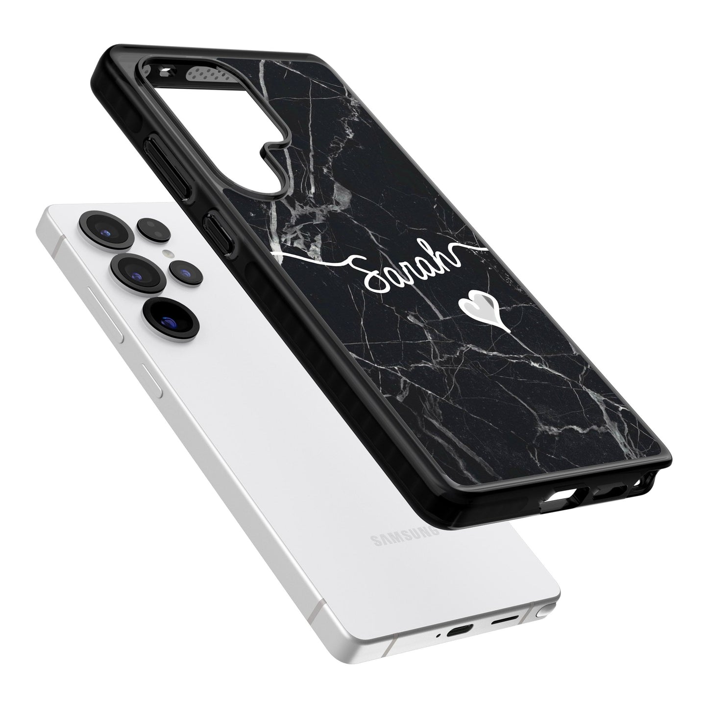 Personalised Black Marble Heart