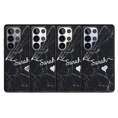 Personalised Black Marble Heart