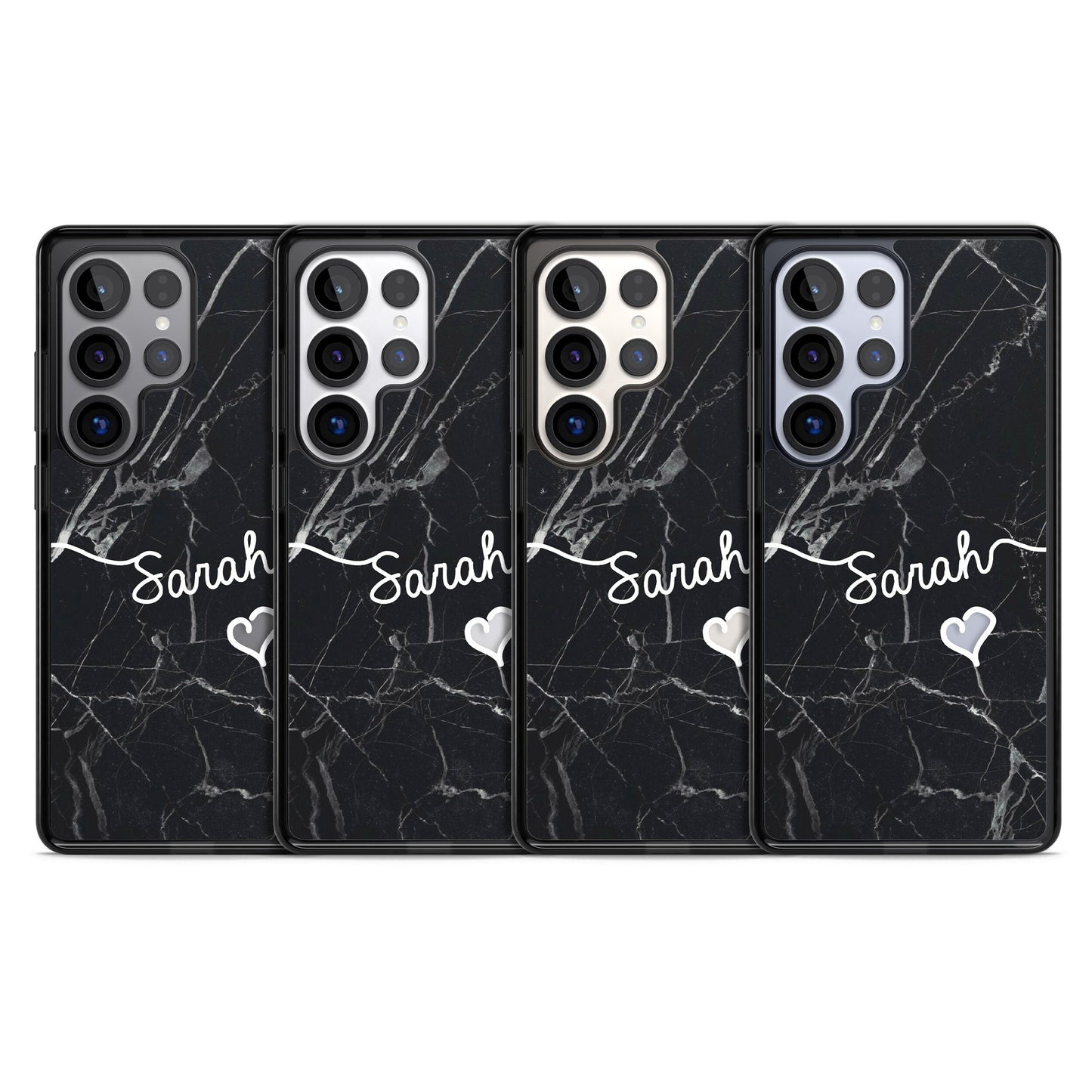 Personalised Black Marble Heart