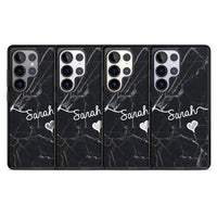 Personalised Black Marble Heart