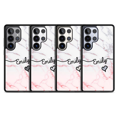 Personalised Pink Fade Marble Heart