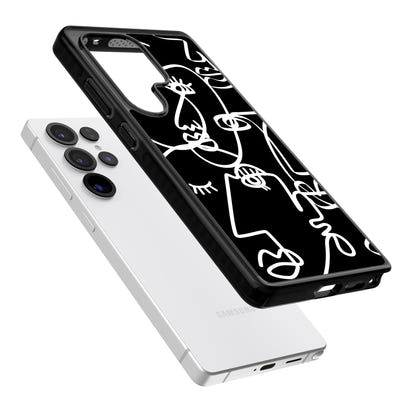 Art abstrait au trait blanc et noir