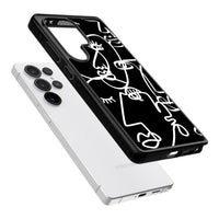 Art abstrait au trait blanc et noir