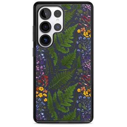 Busy Floral And Fern Design Navy