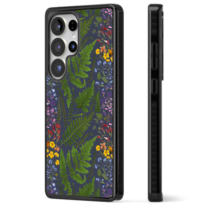 Busy Floral And Fern Design Navy