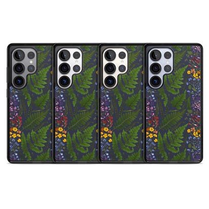 Busy Floral And Fern Design Navy