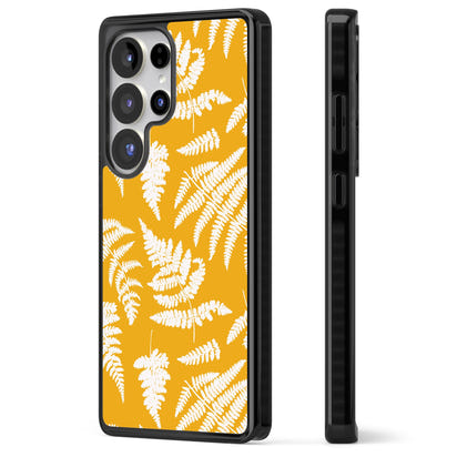 Motif fougère sur fond jaune