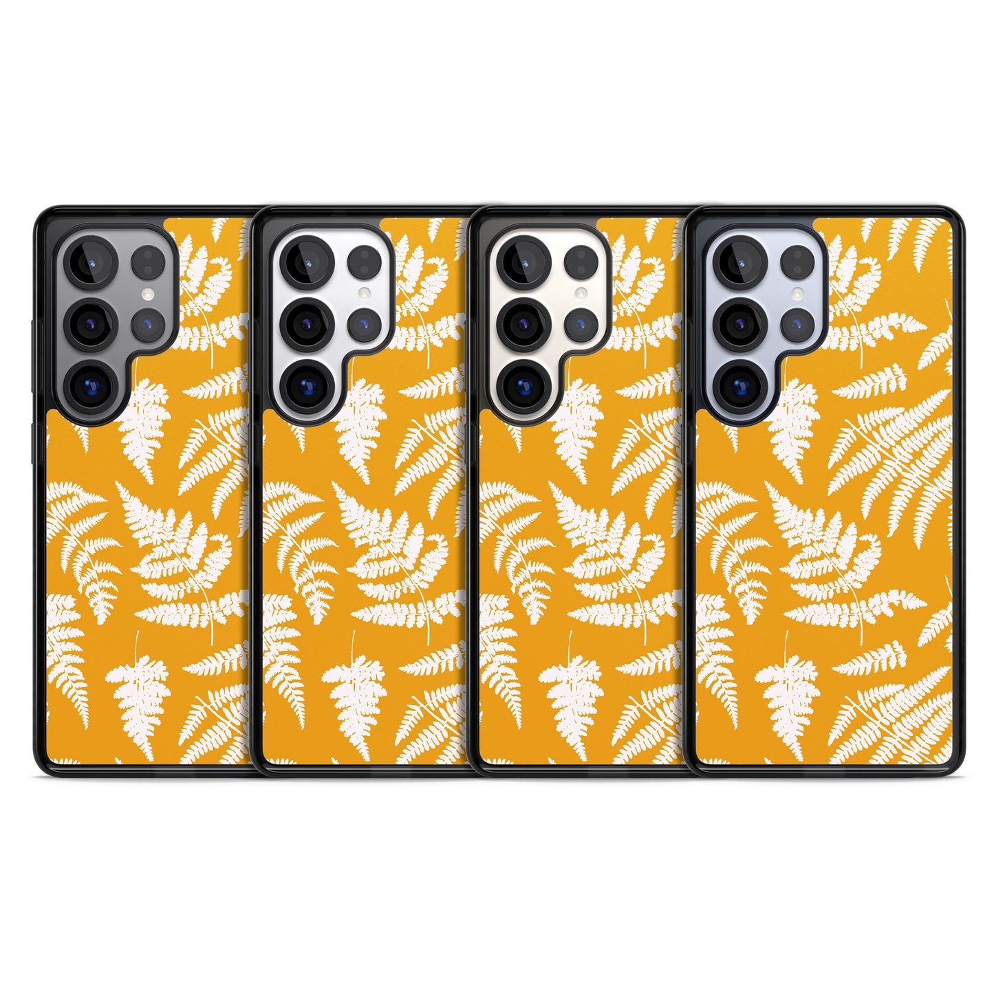 Motif fougère sur fond jaune