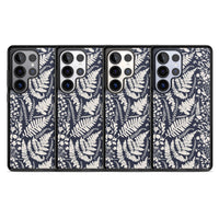 Fleurs sauvages et fougères sur fond bleu marine