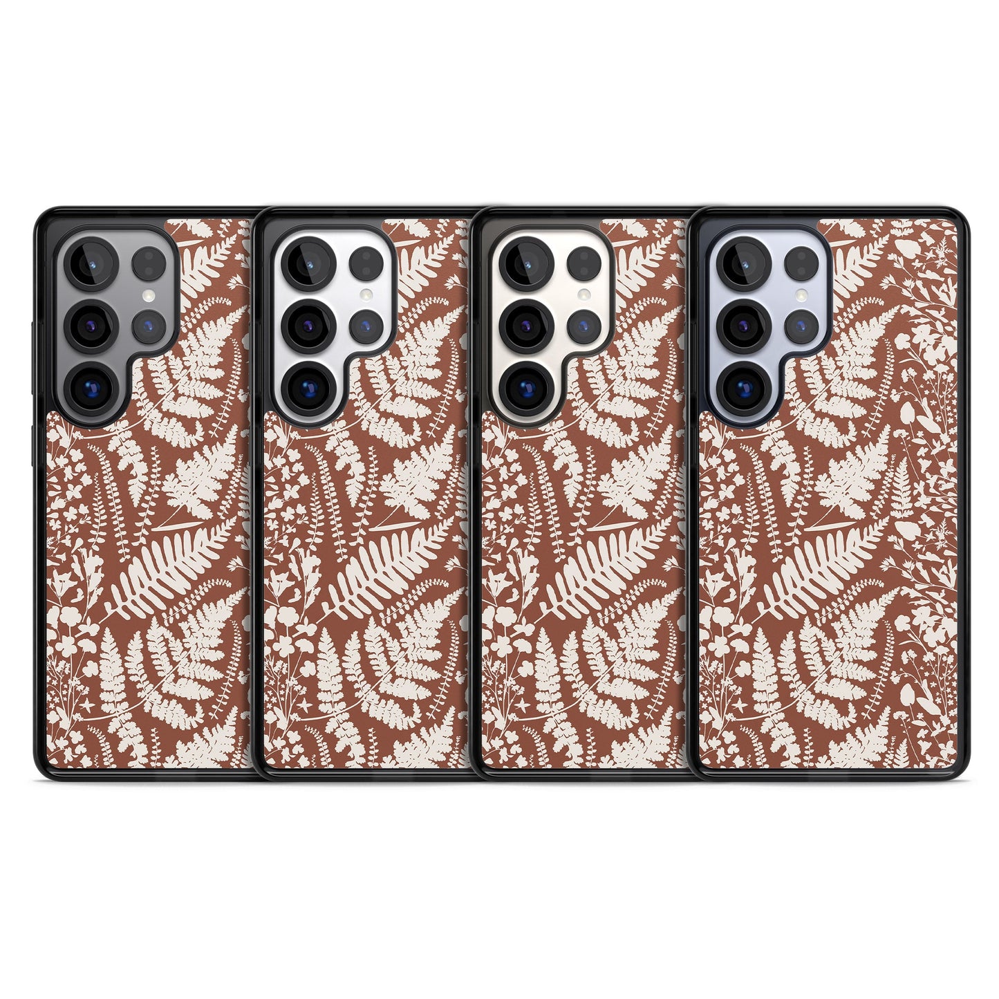 Fleurs sauvages et fougères sur terre cuite