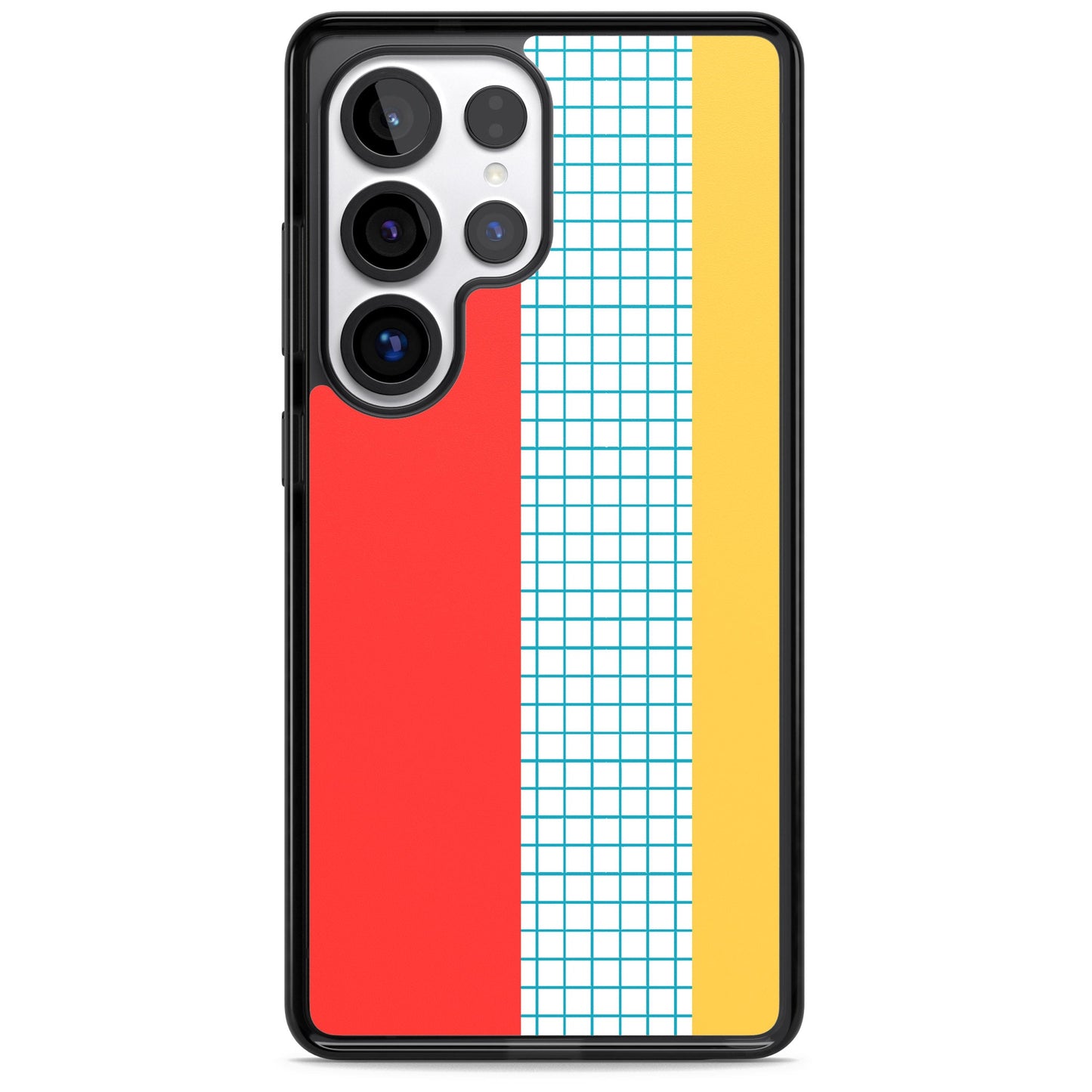 Grille abstraite rouge, bleue, jaune