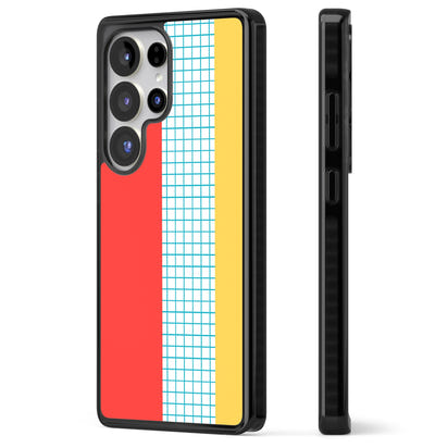 Grille abstraite rouge, bleue, jaune