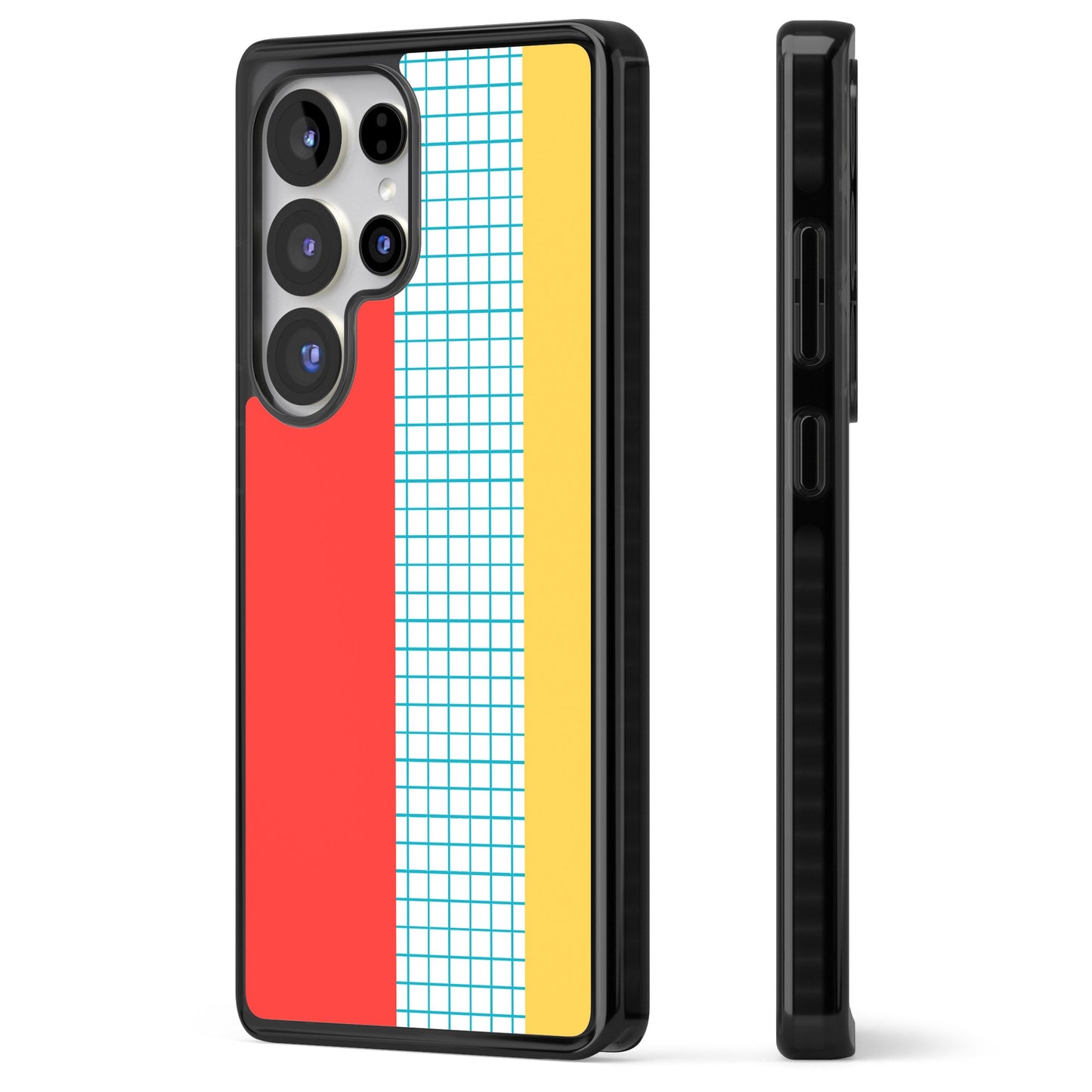 Grille abstraite rouge, bleue, jaune