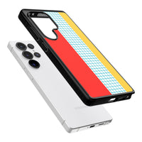 Grille abstraite rouge, bleue, jaune